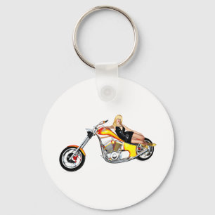 Blonde on a chopper key ring