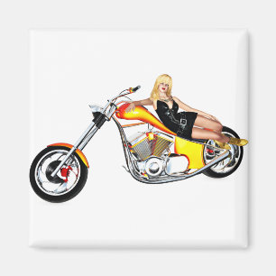 Blonde on a chopper magnet