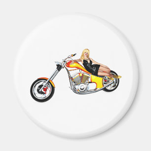 Blonde on a chopper magnet