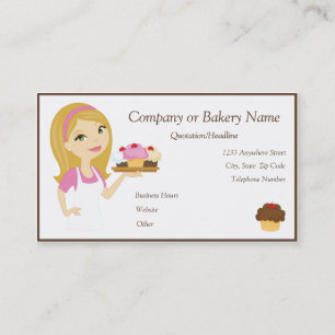 Blonde/Pink Cupcake Baker/Bakery 4 Business Card
