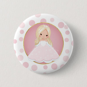 Blonde Pink Princess 6 Cm Round Badge