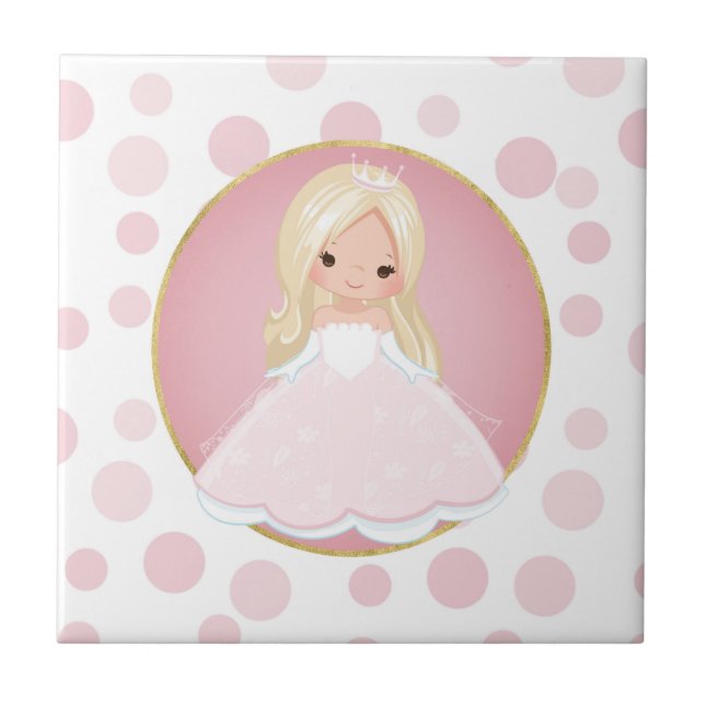 Blonde Pink Princess Ceramic Tile (Front)