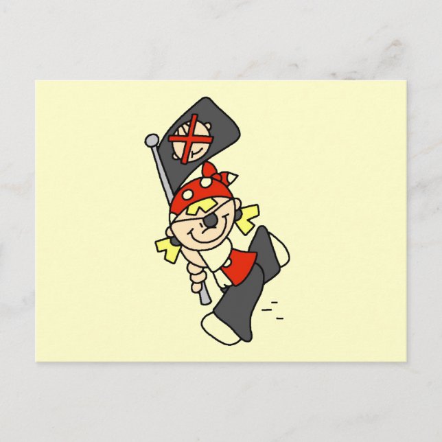 Blonde Pirate With Flag Tshirts and Gifts Postcard (Front)