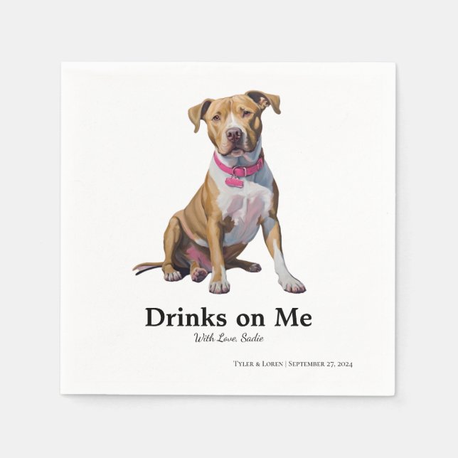 Blonde Pitbull Mix Cocktail Napkin (Front)