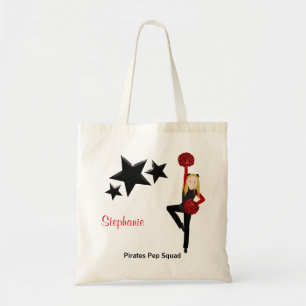 Blonde Pom Squad in Black & Red Tote Bag