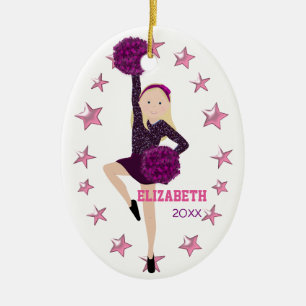 Blonde Pom Squad Personalised Keepsake Ornament