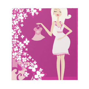 blonde pregnant woman notepad