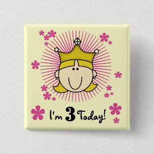 Blonde Princess 3rd Birthday Tshirts & Gifts 15 Cm Square Badge