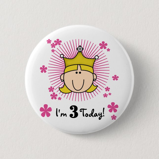 Blonde Princess 3rd Birthday Tshirts & Gifts 6 Cm Round Badge (Front)