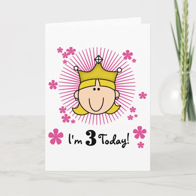Blonde Princess 3rd Birthday Tshirts & Gifts Card (Front)