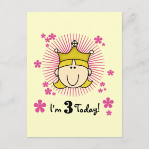 Blonde Princess 3rd Birthday Tshirts & Gifts Postcard