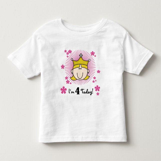 Blonde Princess 4th Birthday Tshirts and Gifts (Front)