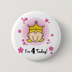 Blonde Princess 4th Birthday Tshirts and Gifts 6 Cm Round Badge