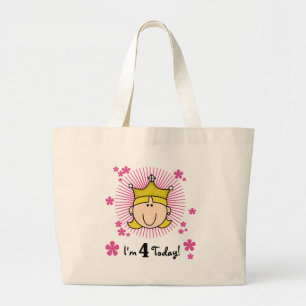 Blonde Princess 4th Birthday Tshirts and Gifts Large Tote Bag