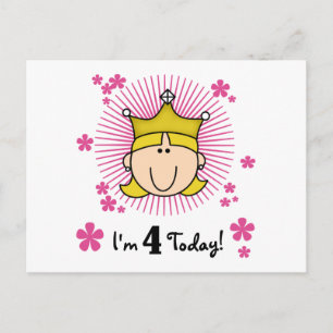 Blonde Princess 4th Birthday Tshirts and Gifts Postcard