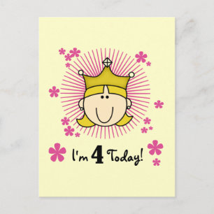 Blonde Princess 4th Birthday Tshirts and Gifts Postcard