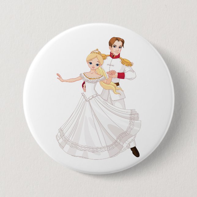 Blonde Princess and Charming Prince Fairytale 7.5 Cm Round Badge (Front)