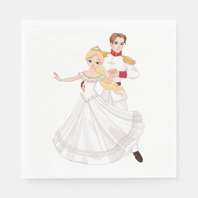 Blonde Princess and Charming Prince Fairytale Napkin (Front)