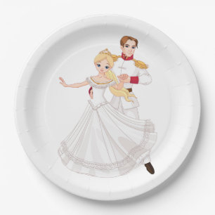 Blonde Princess and Charming Prince Fairytale Paper Plate