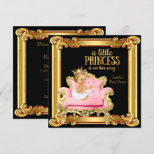 Blonde Princess Baby Shower Black Pink Gold Chair Invitation