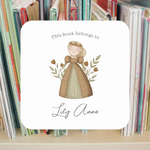 Blonde Princess bookplate  Square Sticker