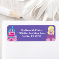 Blonde Princess Girl Cute Purple Return Address