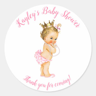 Blonde Princess Vintage Personalised Favour Sticke Classic Round Sticker