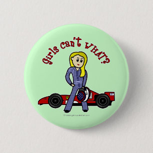 Blonde Race Car Driver Girl 6 Cm Round Badge