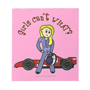 Blonde Race Car Driver Notepad
