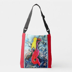 blonde red-tailed mermaid crossbody bag