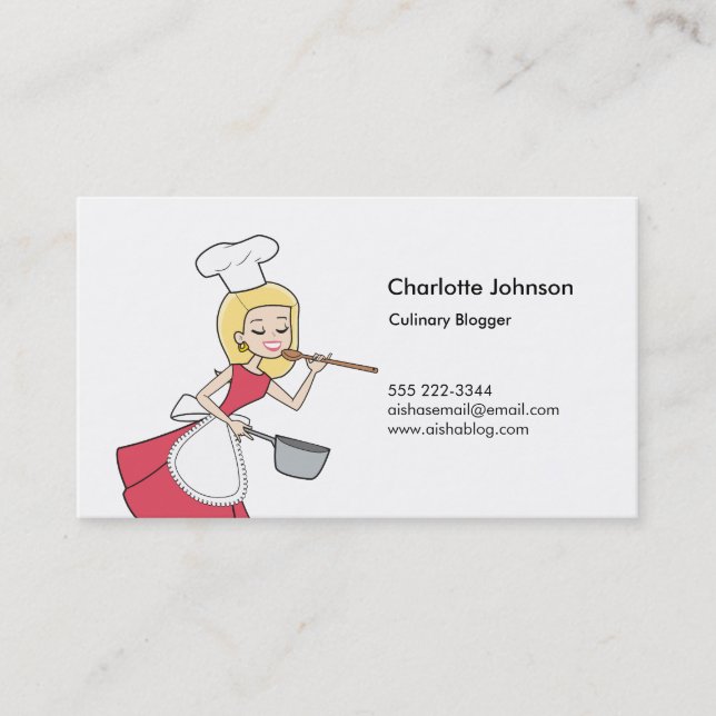 Blonde Retro Cook Cartoon Personal Card (Front)
