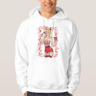 Blonde Retro Valentine Pin-Up Girl Hoodie