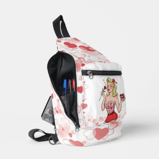 Blonde Retro Valentine Pin-Up Girl Sling Bag