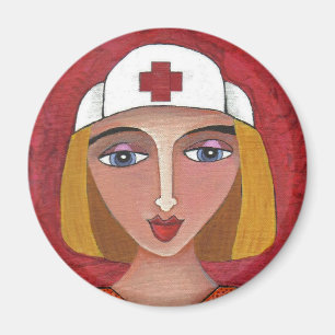 Blonde RN - folk art nurse / nursing magnet