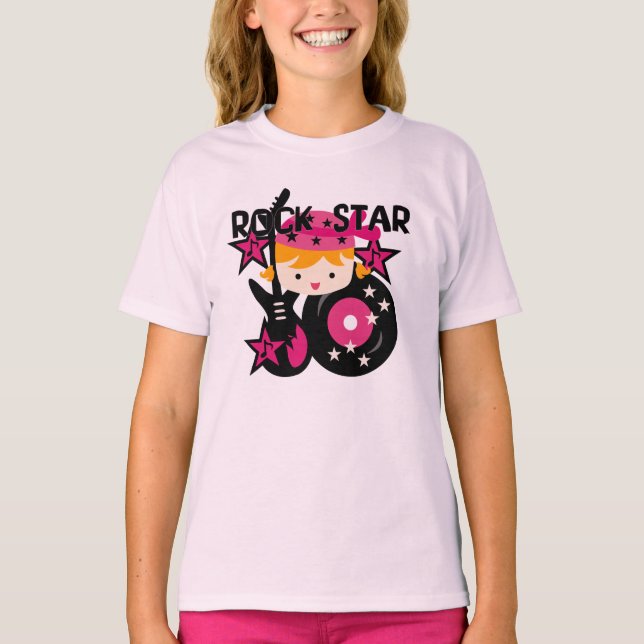 Blonde Rock Star Girl T-Shirt (Front)