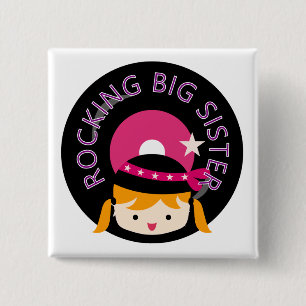 Blonde Rocking Big Sister 15 Cm Square Badge