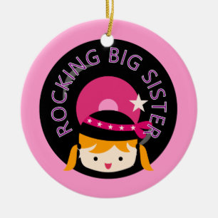 Blonde Rocking Big Sister Ceramic Ornament