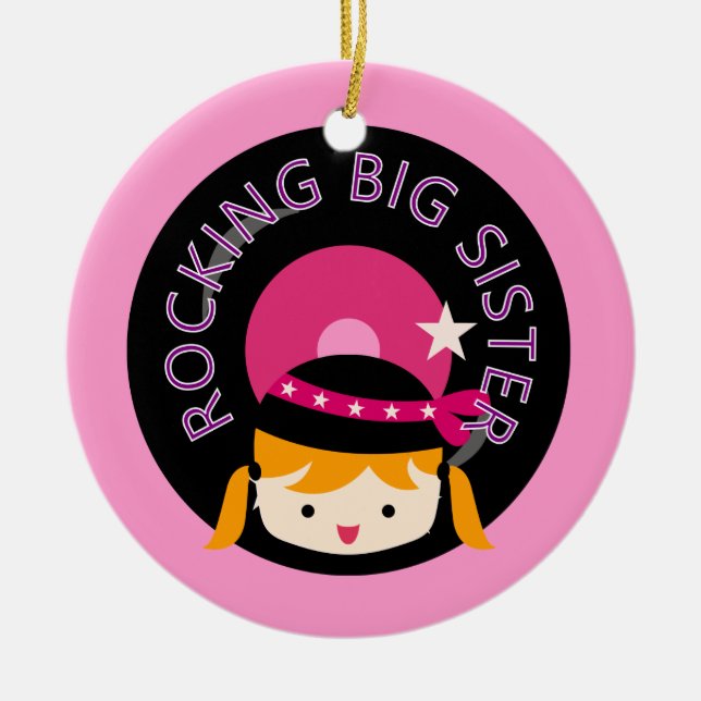 Blonde Rocking Big Sister Ceramic Ornament (Front)