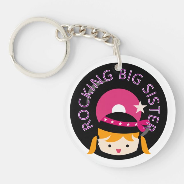 Blonde Rocking Big Sister Key Ring (Front)