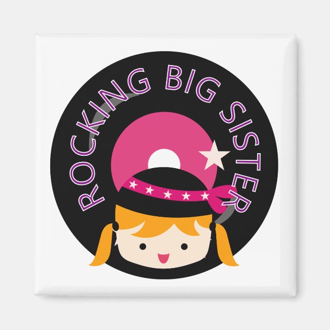Blonde Rocking Big Sister Magnet (Front)
