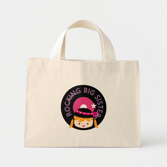 Blonde Rocking Big Sister Mini Tote Bag (Front)