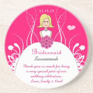 Blonde Side Part Bridesmaid Wedding Gown Coaster