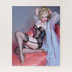 Blonde sitting pin up jigsaw puzzle