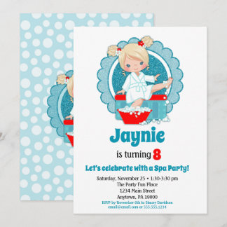 Blonde Spa Party Girls Birthday Invitation