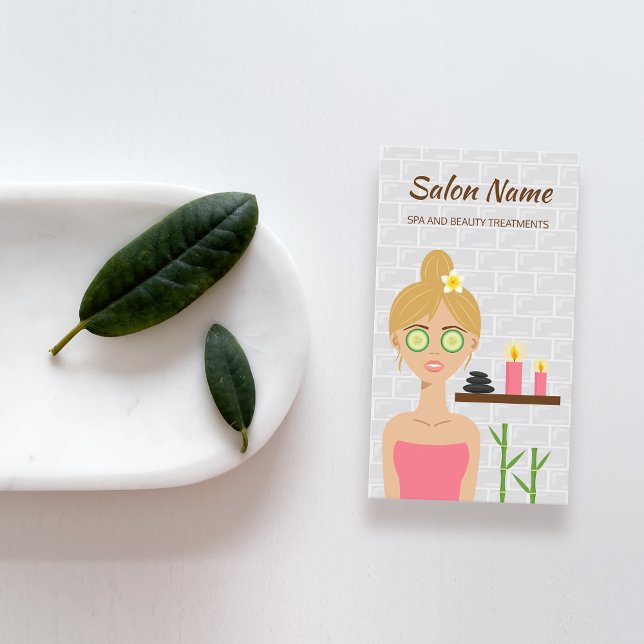 Blonde Spa Woman Illustration Day Spa Salon Business Card (Creator Uploaded)