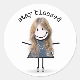 Blonde Stick Girl in Sneakers  Classic Round Sticker