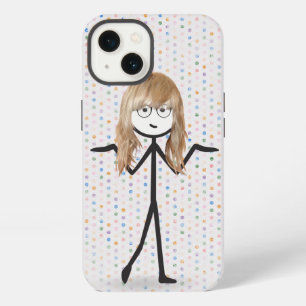 Blonde Stick Girl on Polka Dots iPhone 13 Case