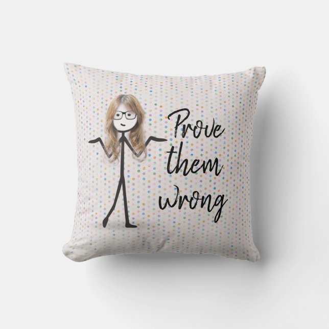 Blonde Stick Girl with Glasses  Cushion (Front)
