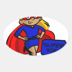 blonde super mum oval sticker