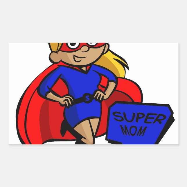 blonde super mum rectangular sticker (Front)